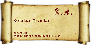Kotrba Aranka névjegykártya